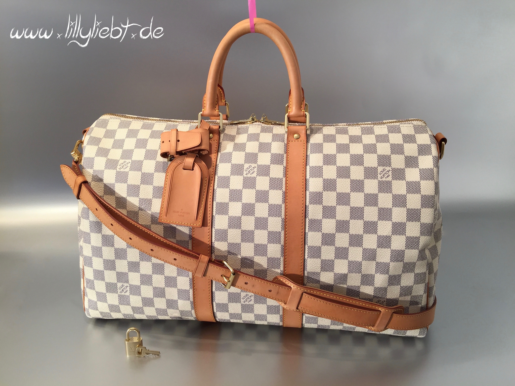 Handbags Louis Vuitton Louis Vuitton Damier Azur Keepall Bandouliere 45 Boston Bag N48223 Auth 32852a