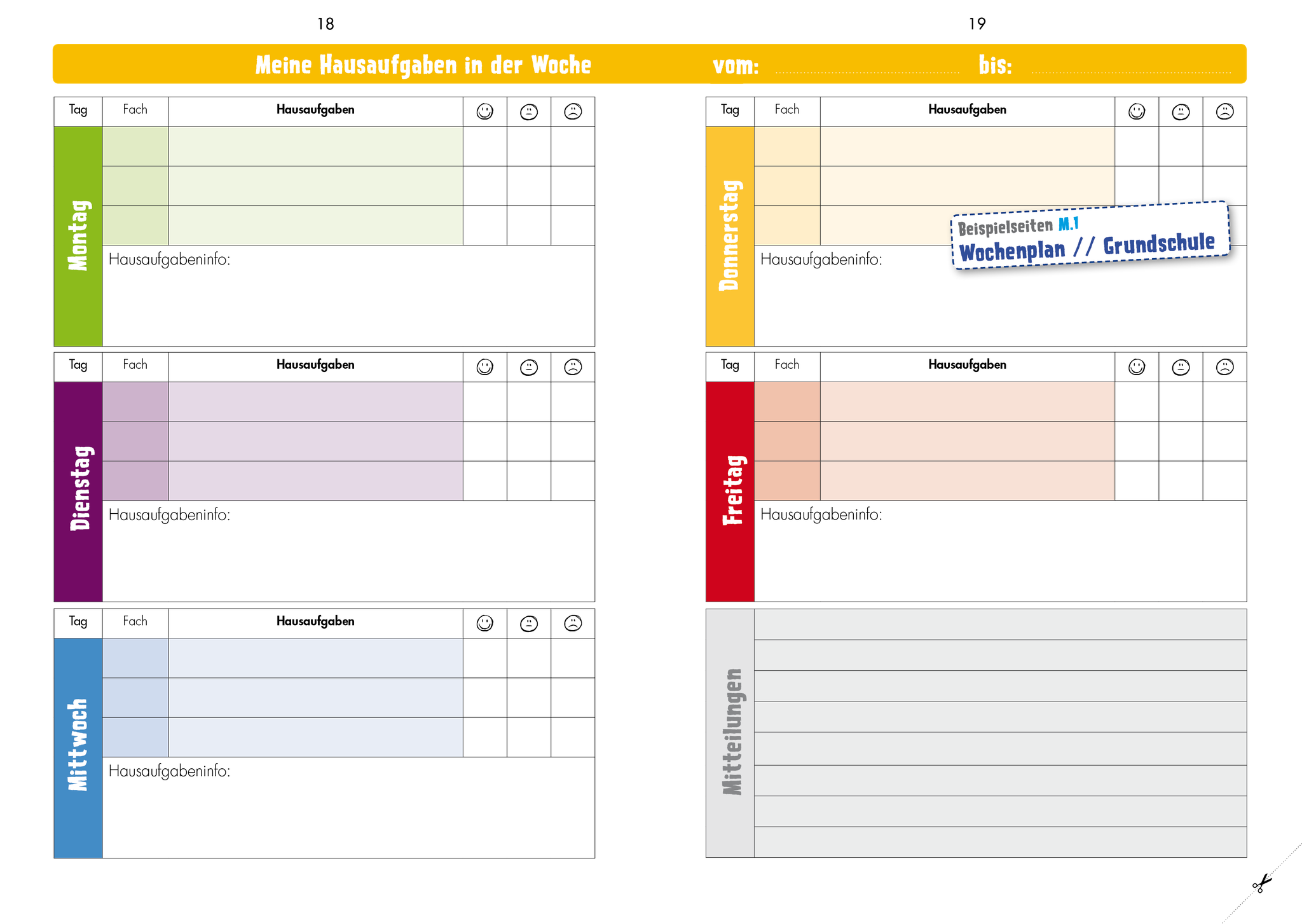 Das Hausaufgabenheft - Hausaufgabenheft gestalten Schulplaner gestalten