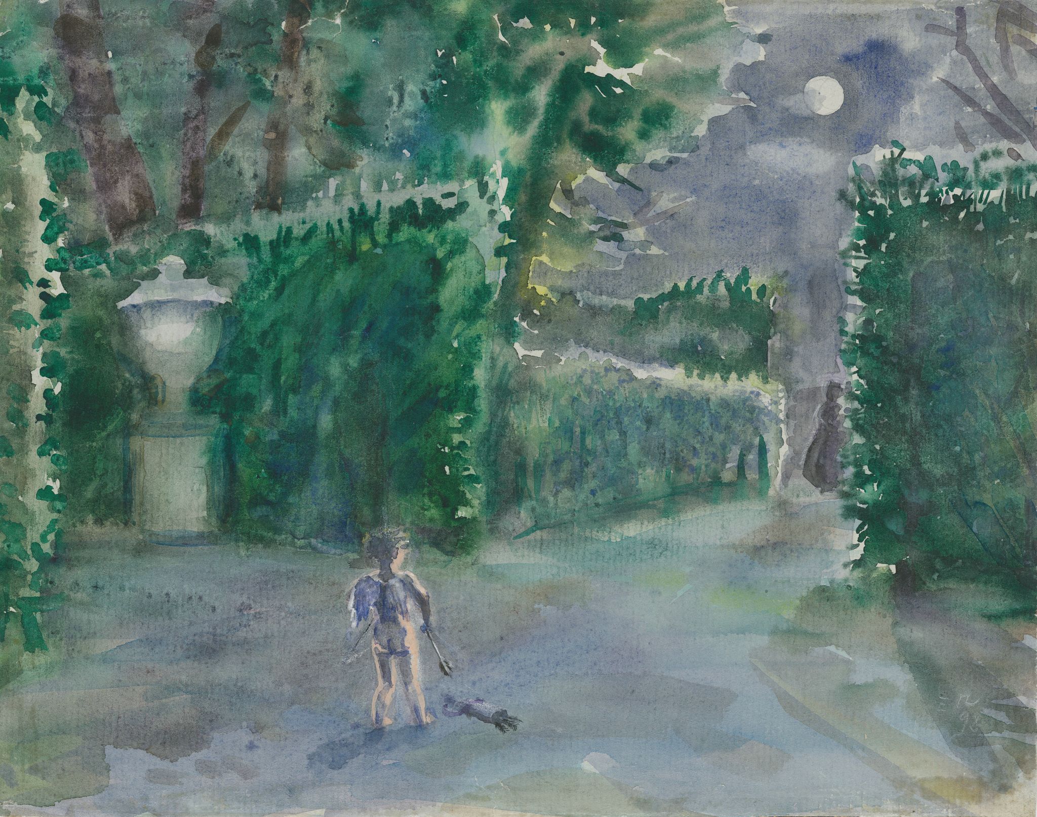 Amor in Park Sanssouci. 1998.  Tinted paper, water color.