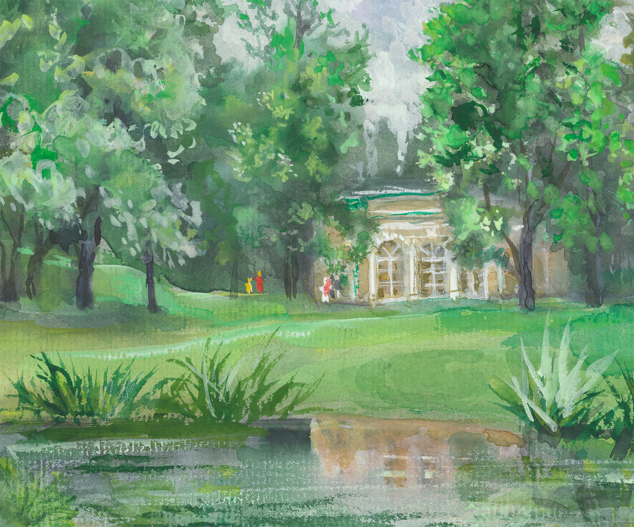 The Evening Hall in Zarskoje Selo. 2015. Paper, water color, white.