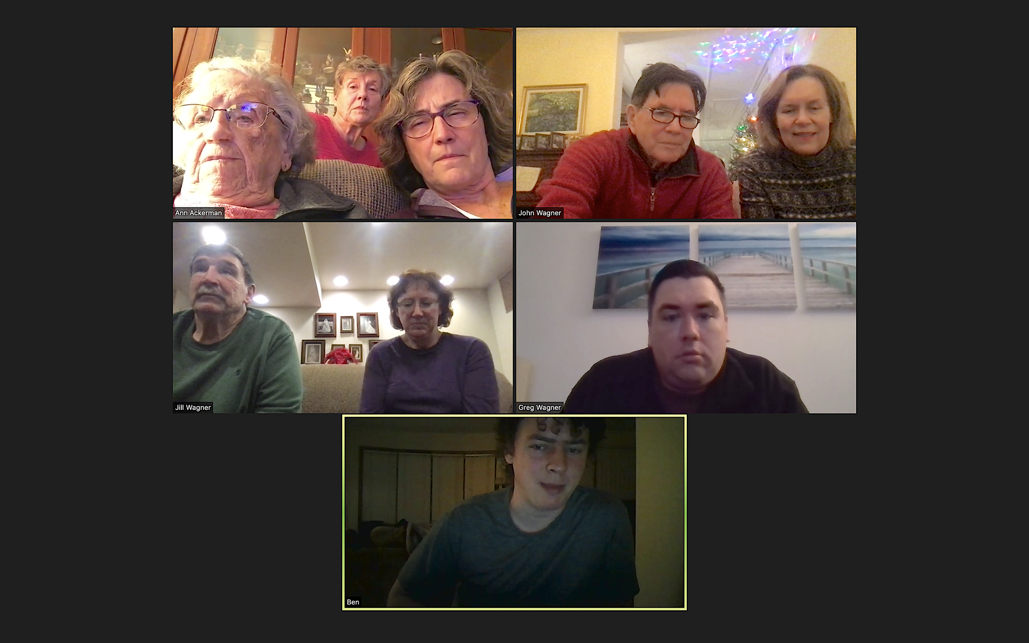 Zooming with John's relatives in Iowa, Xmas Day, 2021