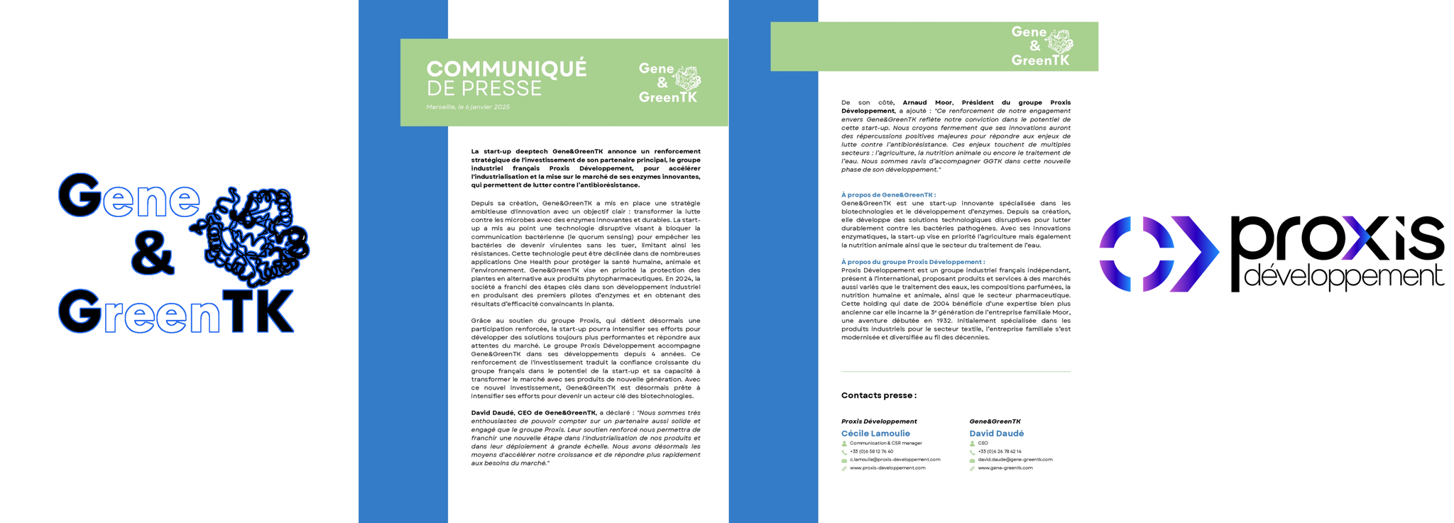 Gene&GreenTK is pleased to announce that Proxis Développement increases its stake in the company.