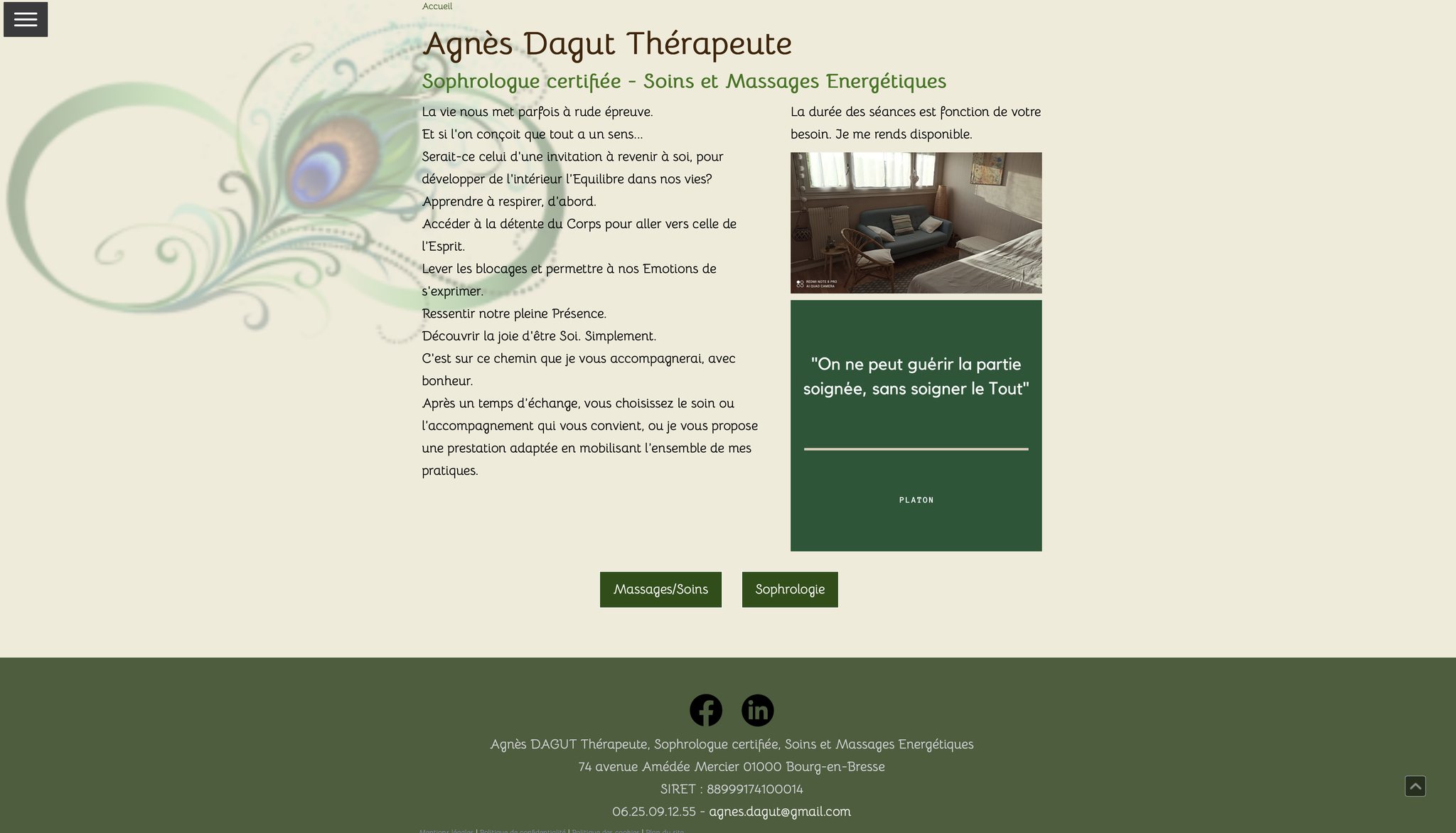 Site internet d'une thérapeute sophrologue (2022)