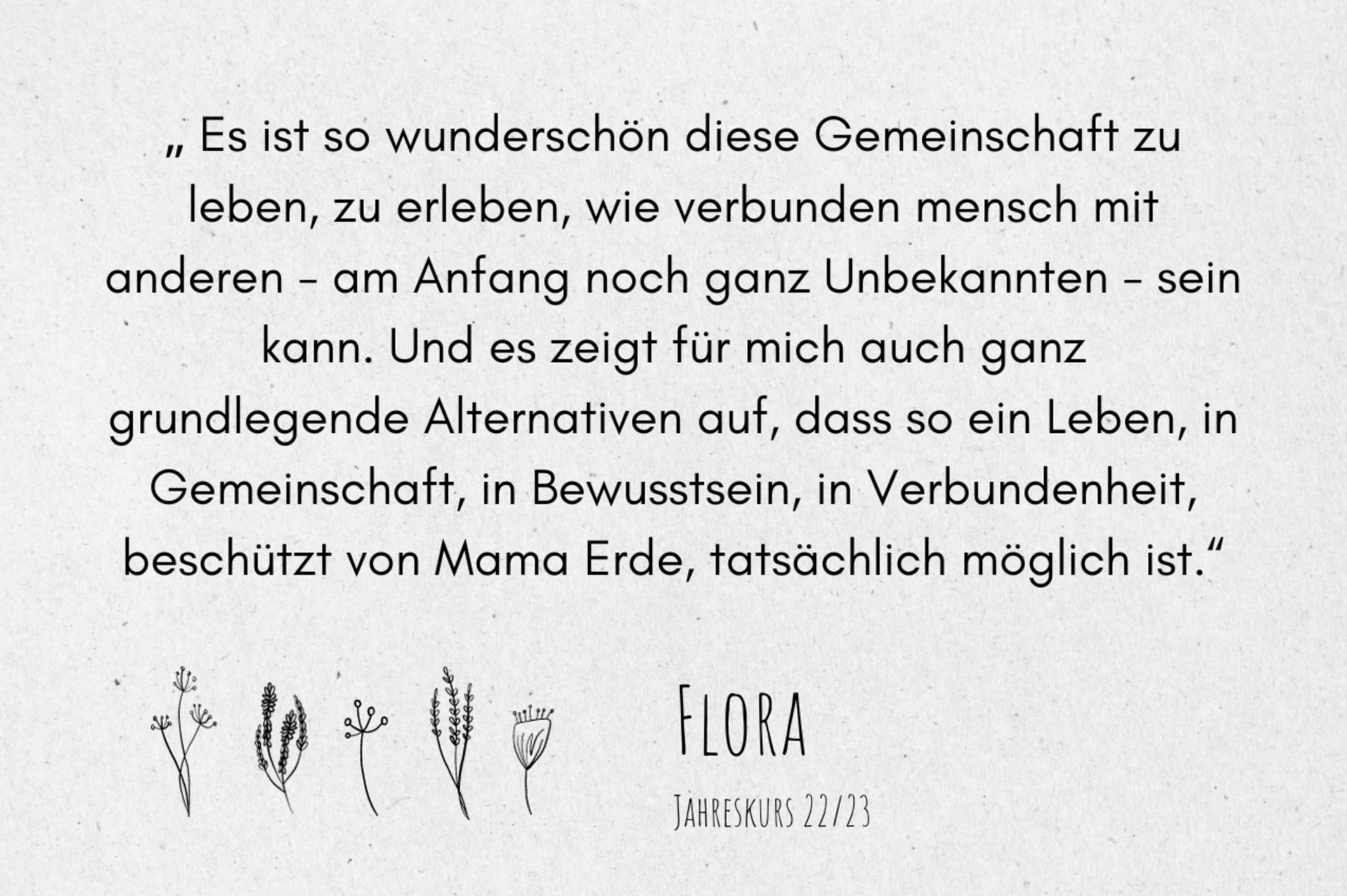 Teilnehmendenstimme Wildwechsel – Flora (Jahrgang 22/23)