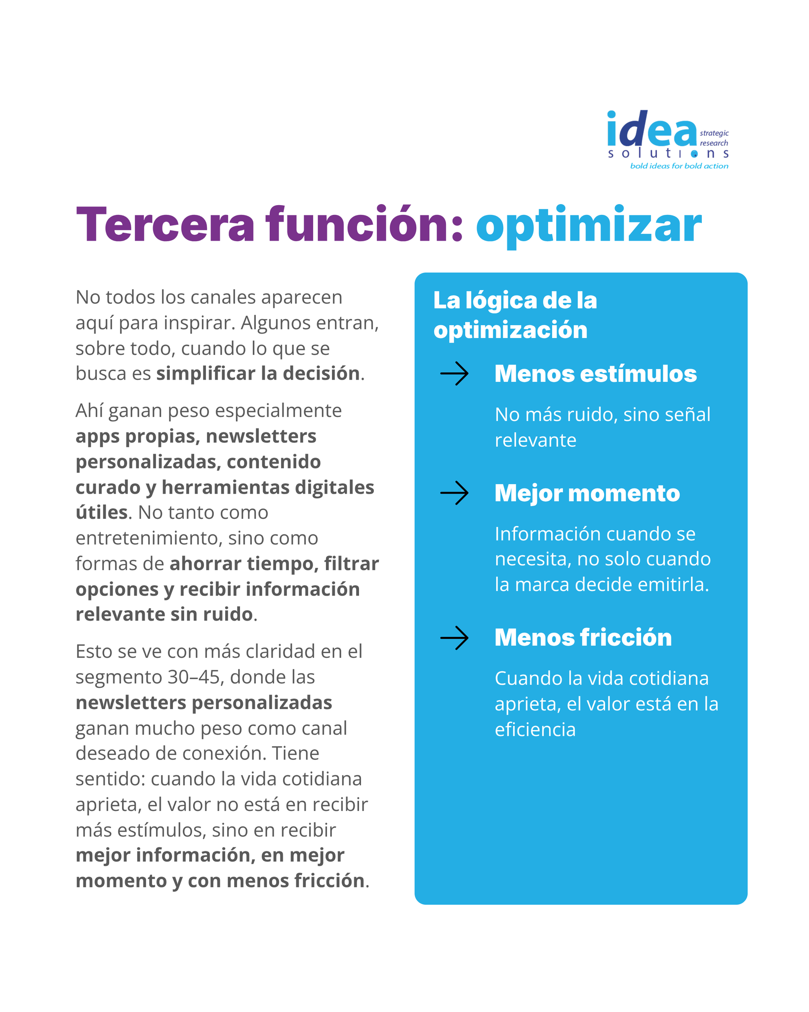 Tercera función: optimizar