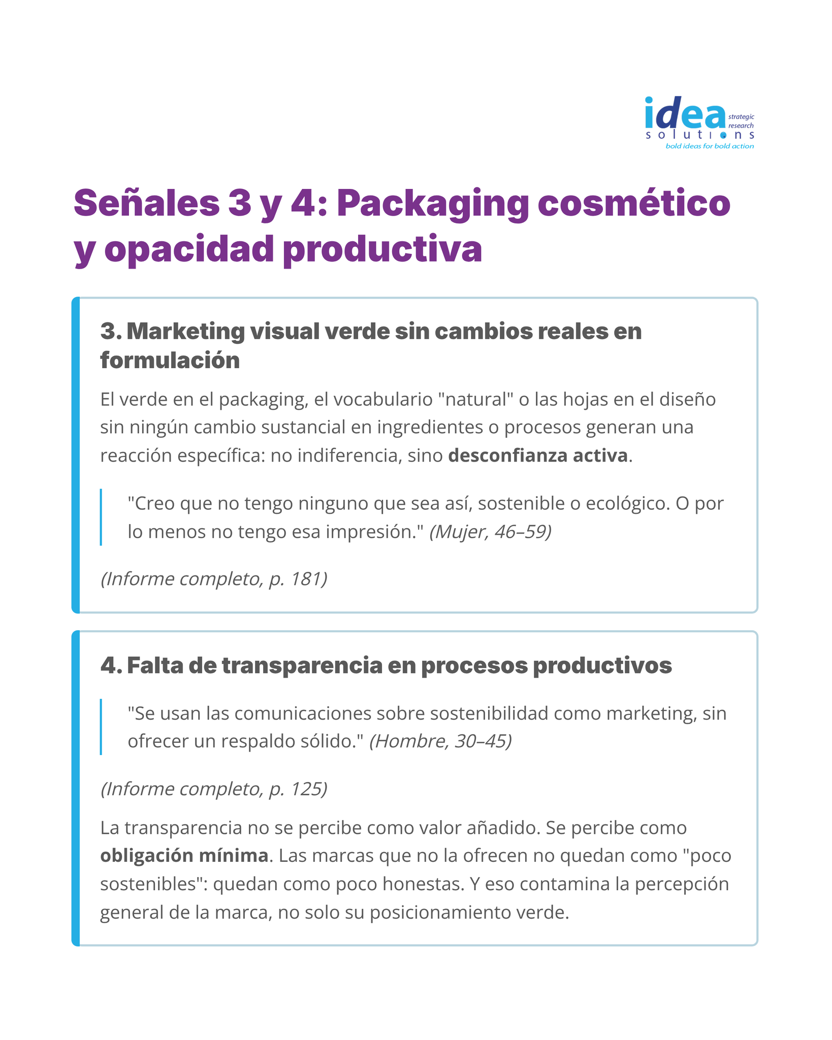 6. Señal 3 y 4: packaging cosmético y opacidad productiva