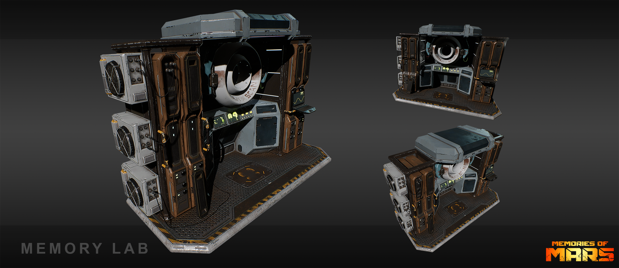 Memory lab for Memories of Mars. A device which can be used to upload ingame experience to a virtual cloud. Ingame model.