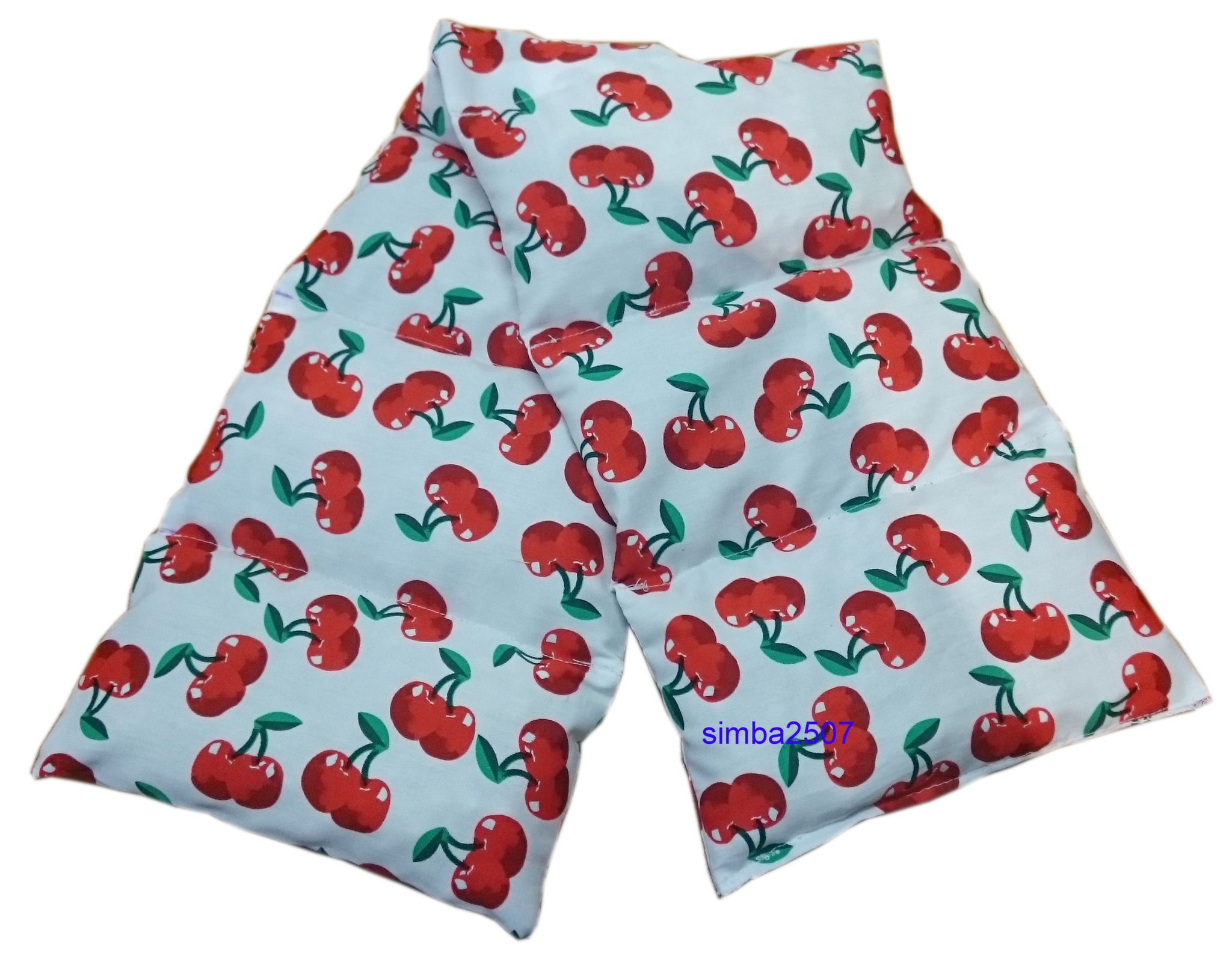 7 Kammer Baumwollstoff rot/weiß, Motiv Kirschen