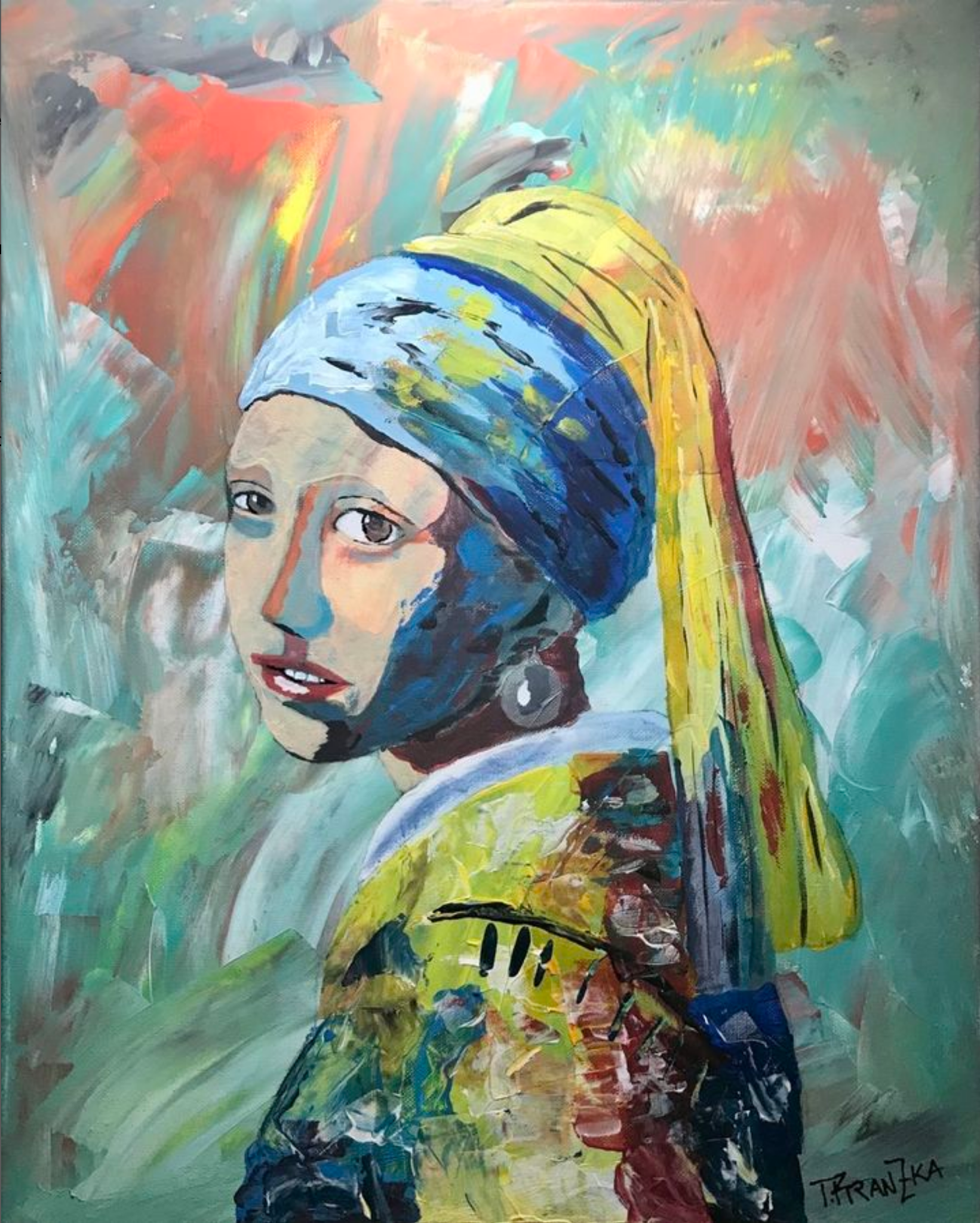 girl with a pearlearring Acryl 50x40cm