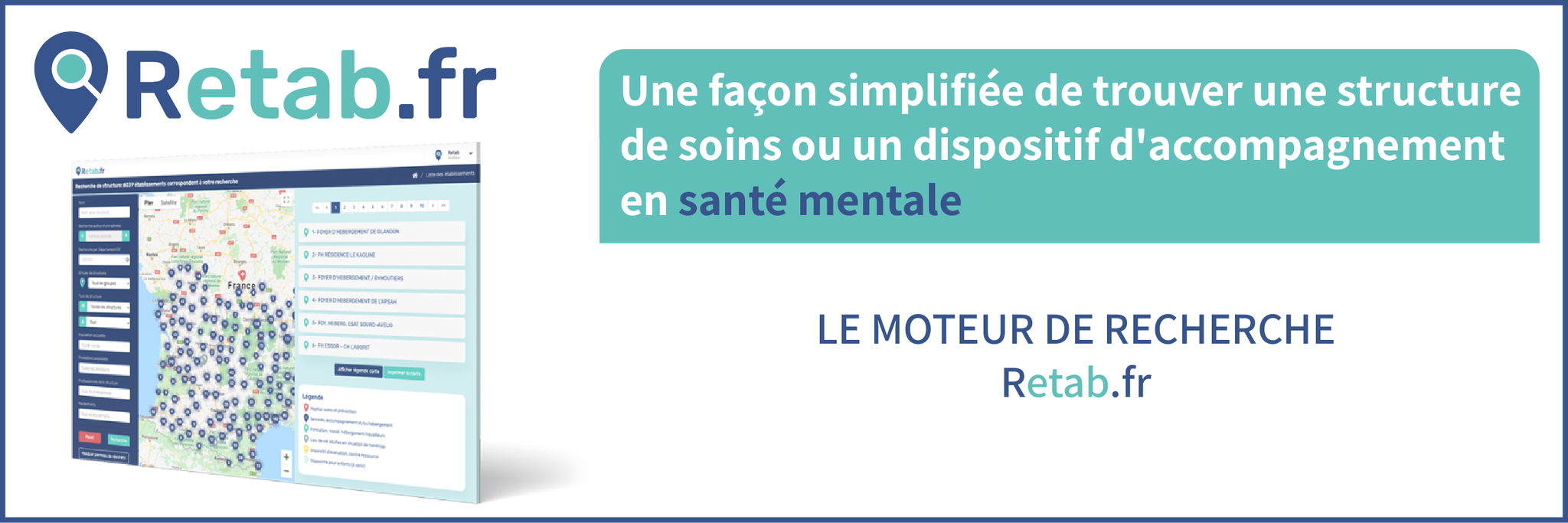 Bannière Retab.fr carte interactive pour trouver une structure de soins ou un dispositif santé mentale 