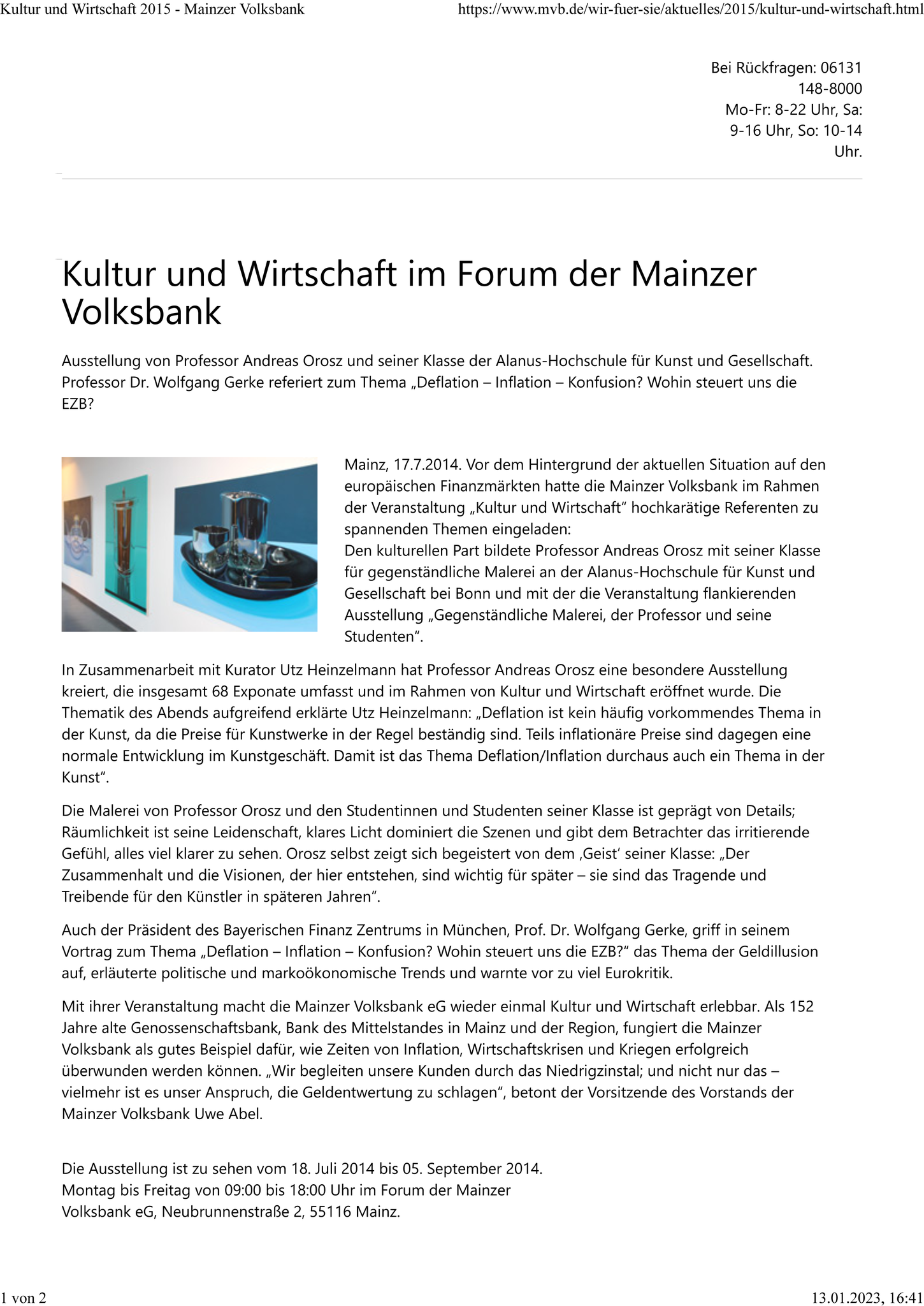MVB Forum [Mainzer Volksbank] | 2015