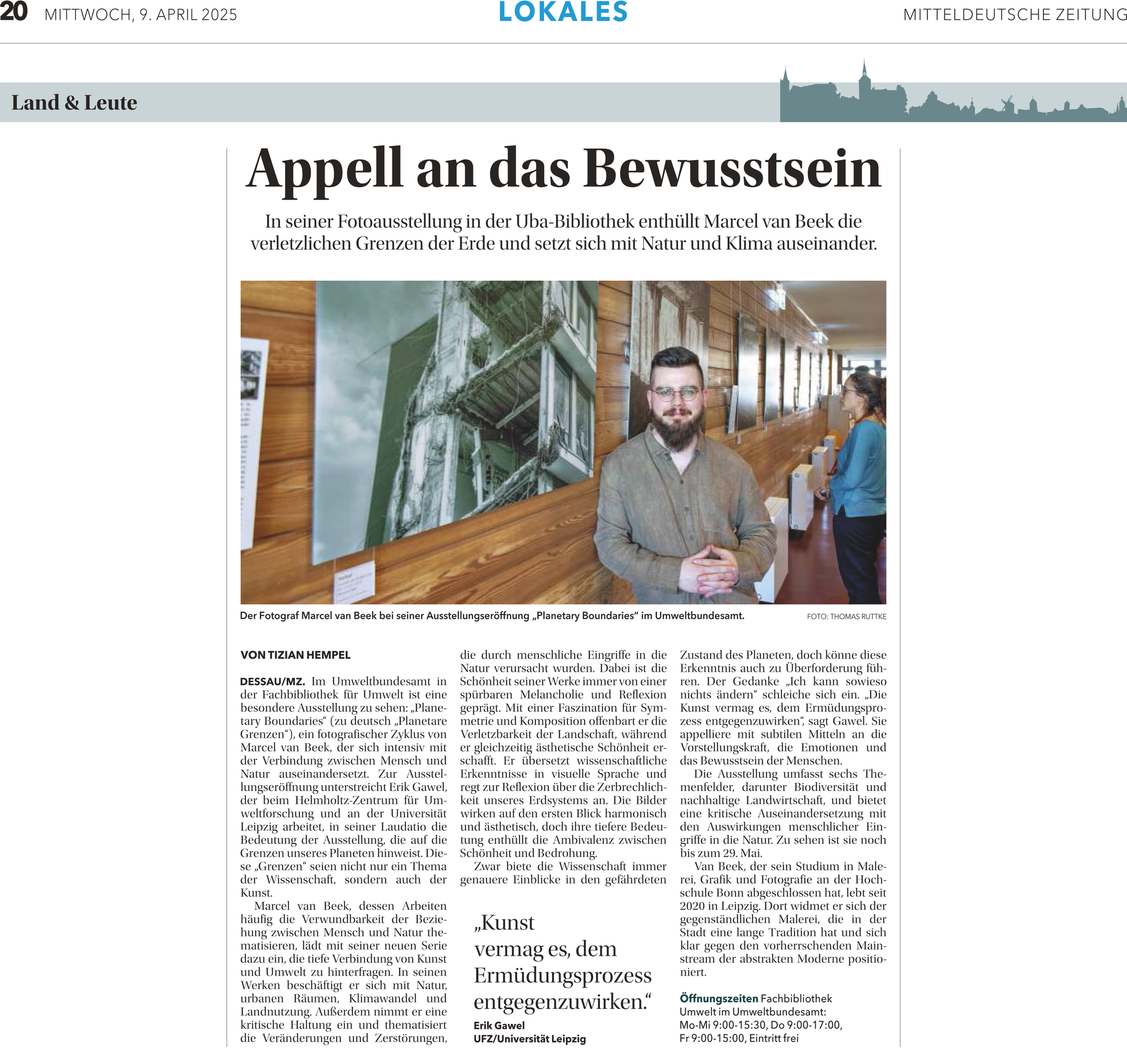 Mitteldeutsche Zeitung, 9.4.2025, S. 20