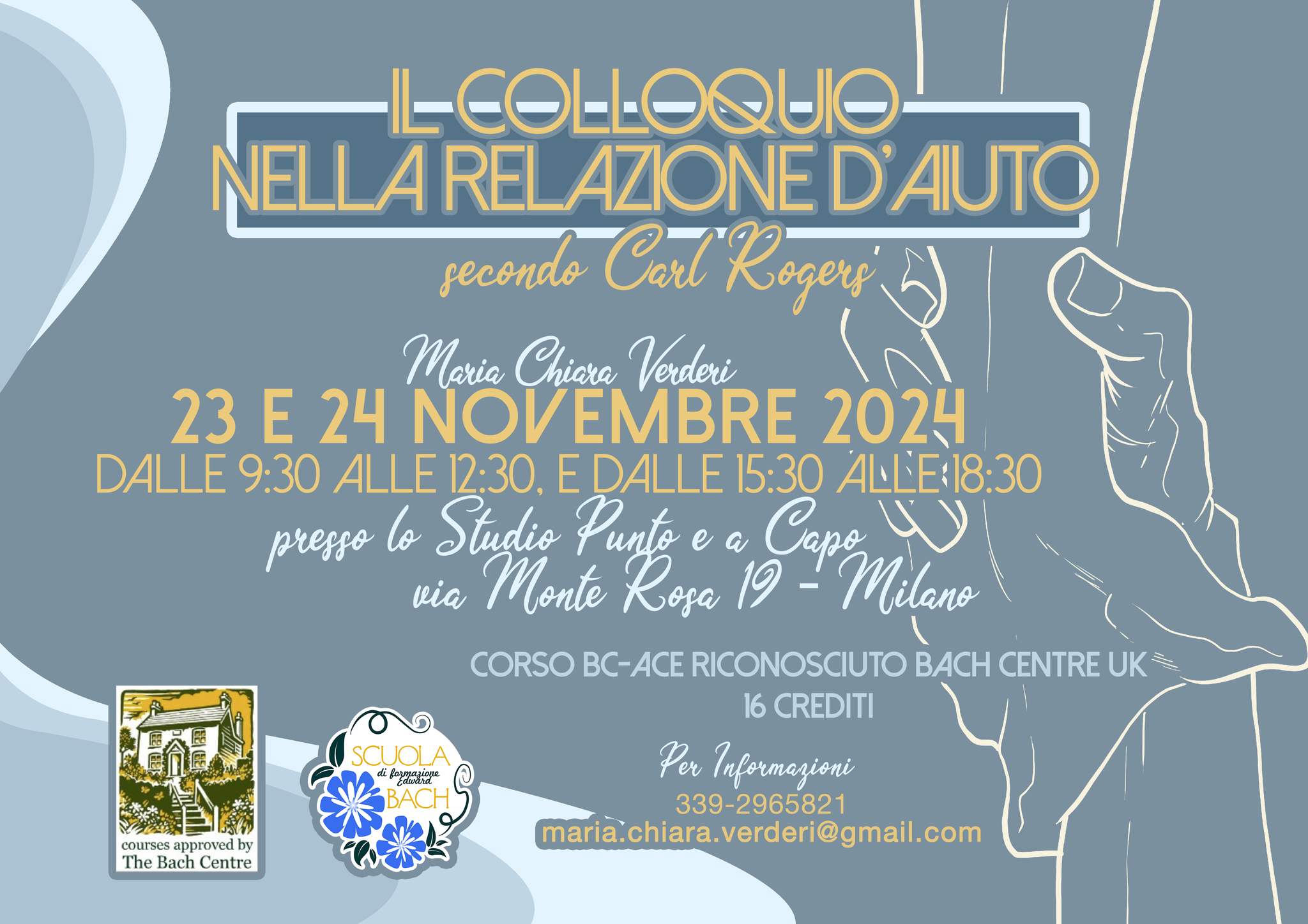 Milano, 23 e 24 Novembre 2024, Corso BC ACE " Il colloquio nella relazione d'aiuto secondo Carl Rogers"