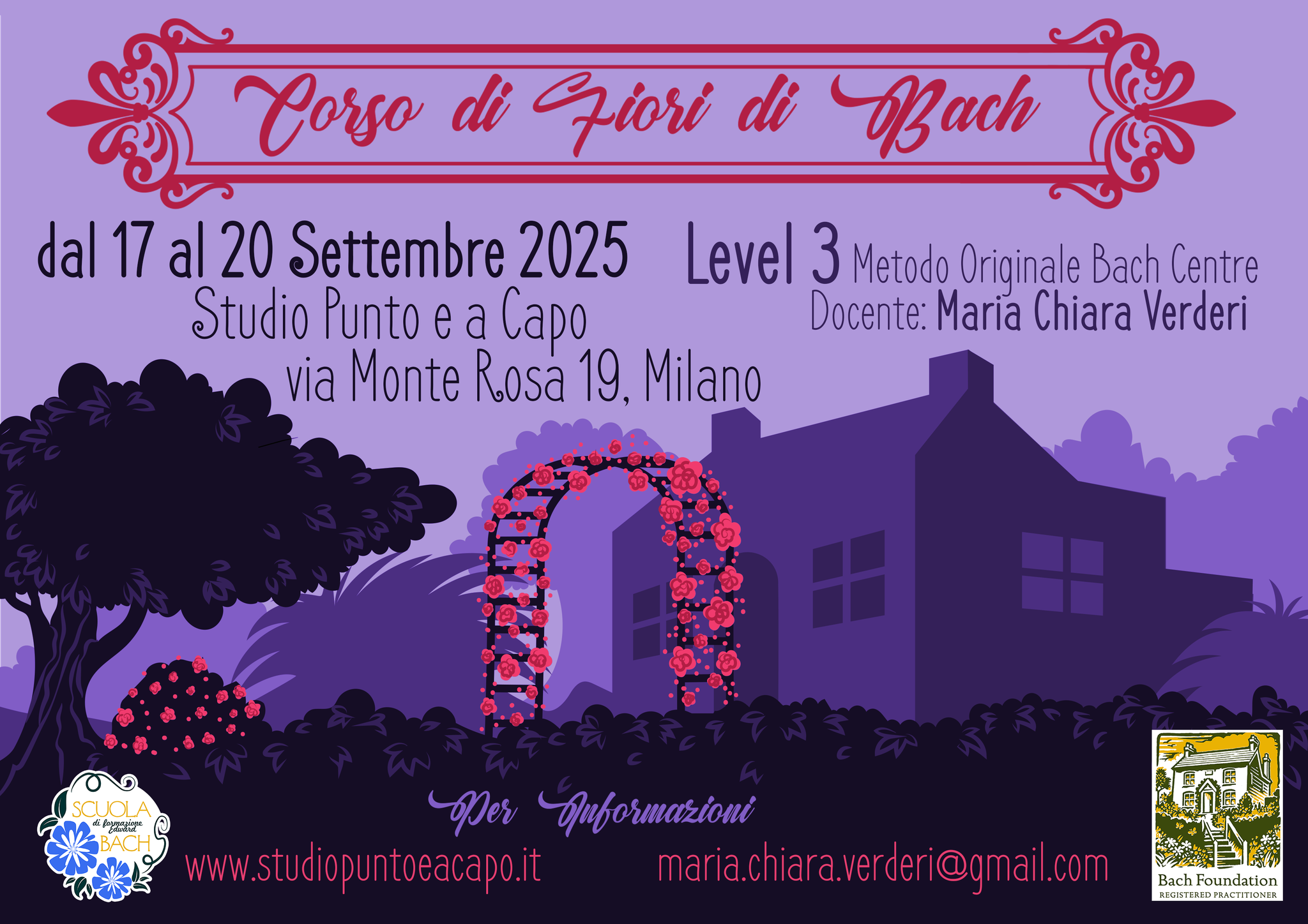 Milano, in presenza, via Monte Rosa, dal 17 al 20 Ottobre 2025, Corso di Terzo Livello Fiori di Bach