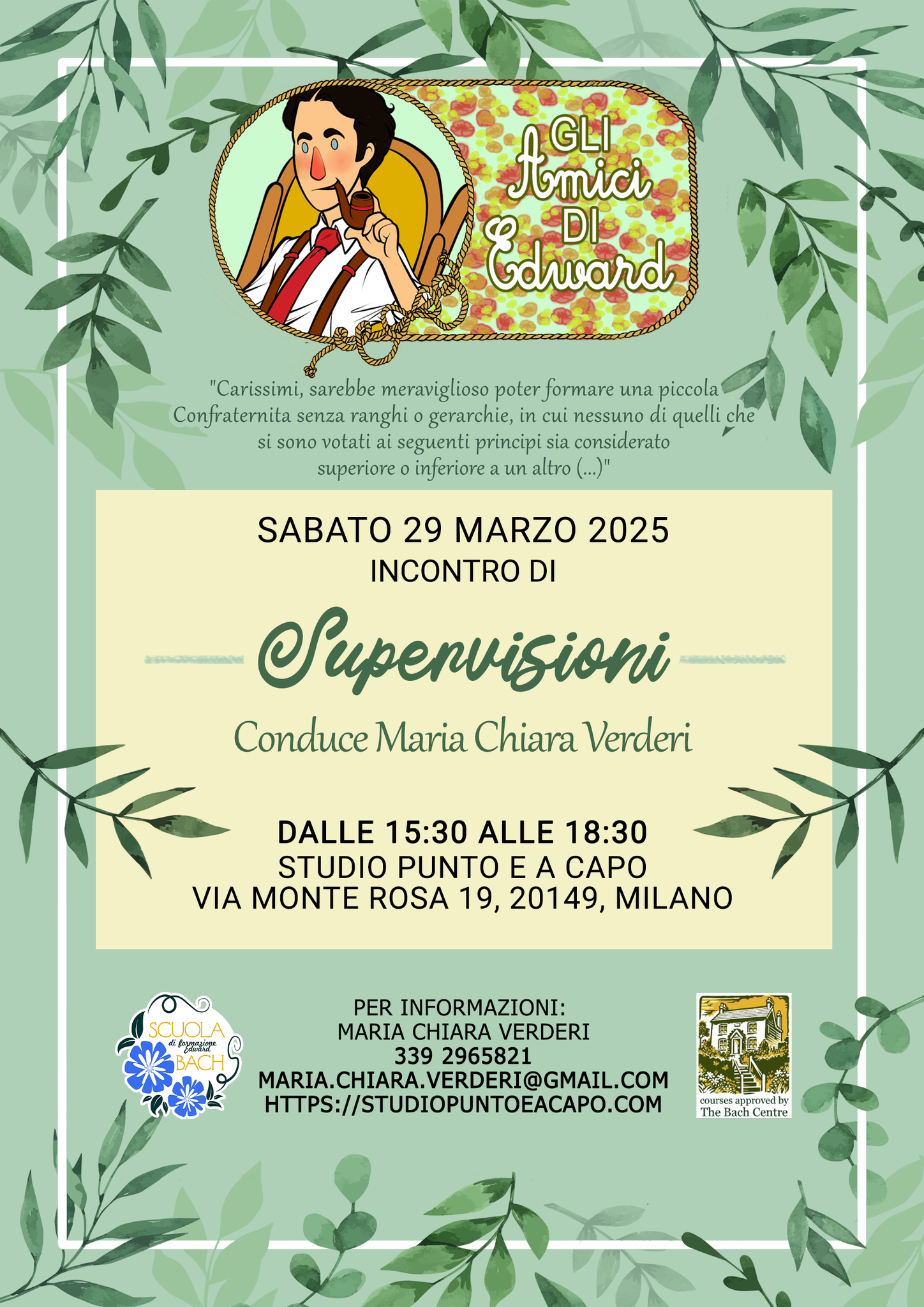 Milano, 29 Marzo 2025, modalità mista, per Gli Amici di Edward, incontro mensile dal titolo "Supervisioni" con Maria Chiara Verderi 