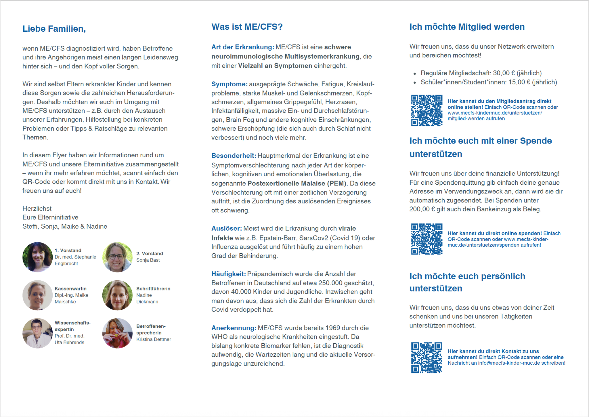 Elterninitiative für ME&CFS-kranke Kinder & Jugendliche München e.V. Flyer