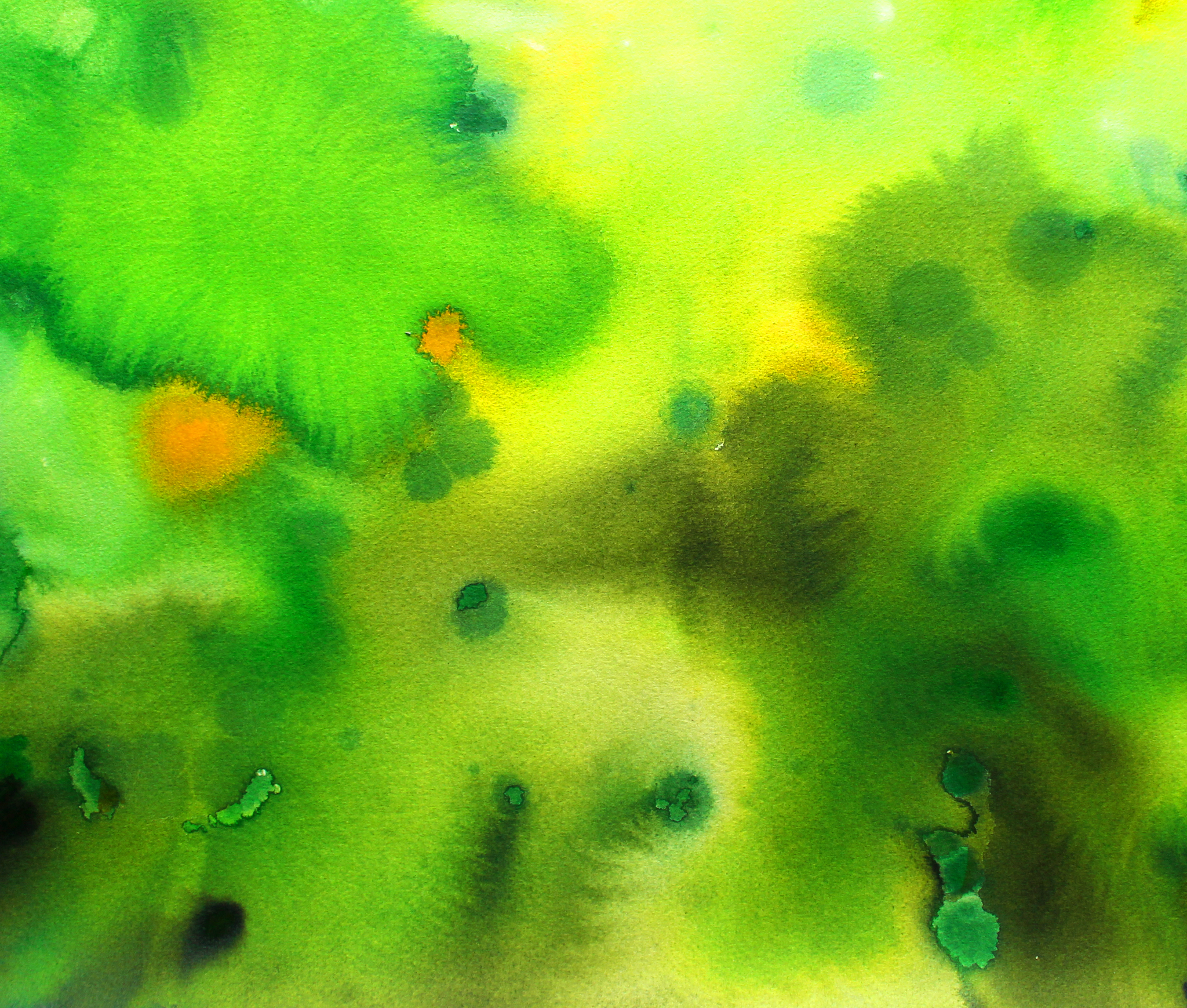 © Jasmin Schön; gruen-gelber Hintergrund; Acryltinte