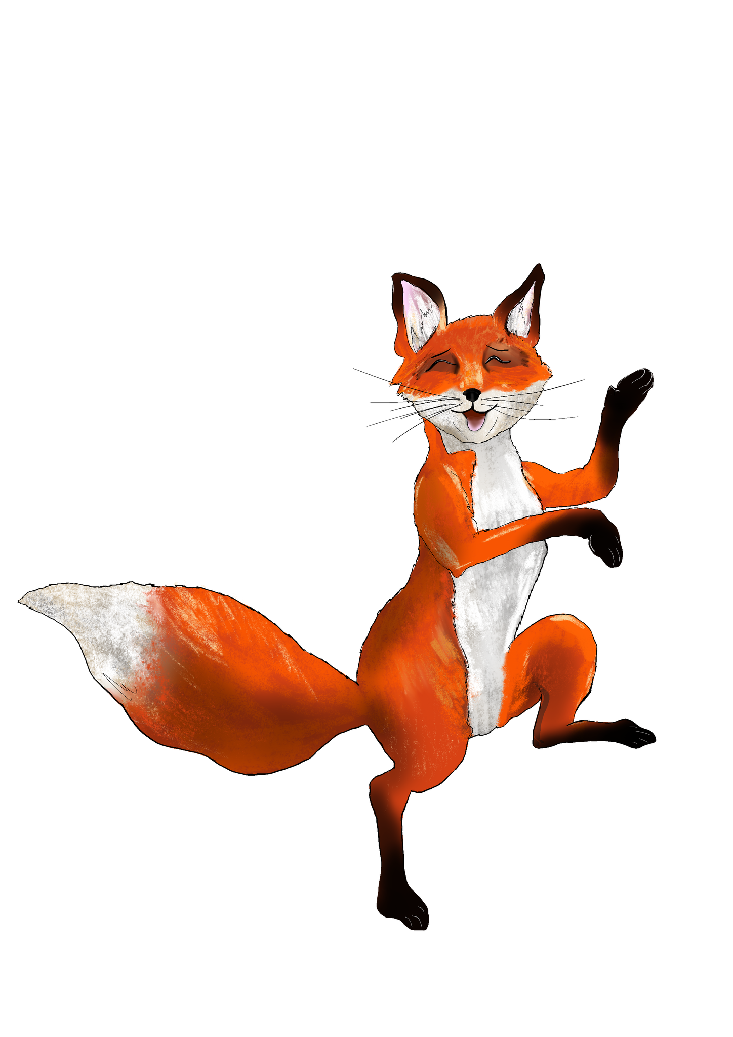 The dancing fox; digital illustration created in procreate