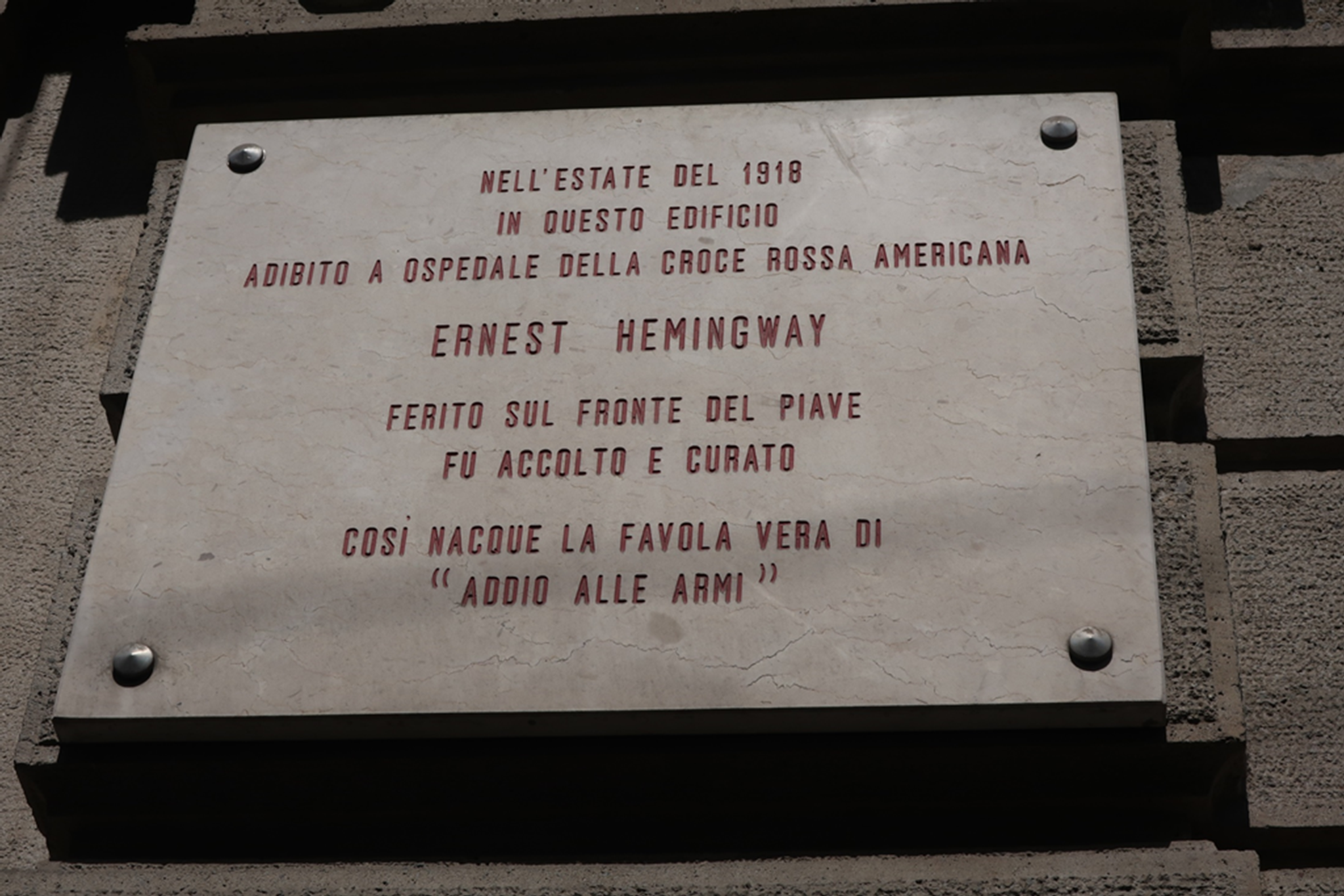 A plaque with ERNEST HEMINGWAY's name engraved on it