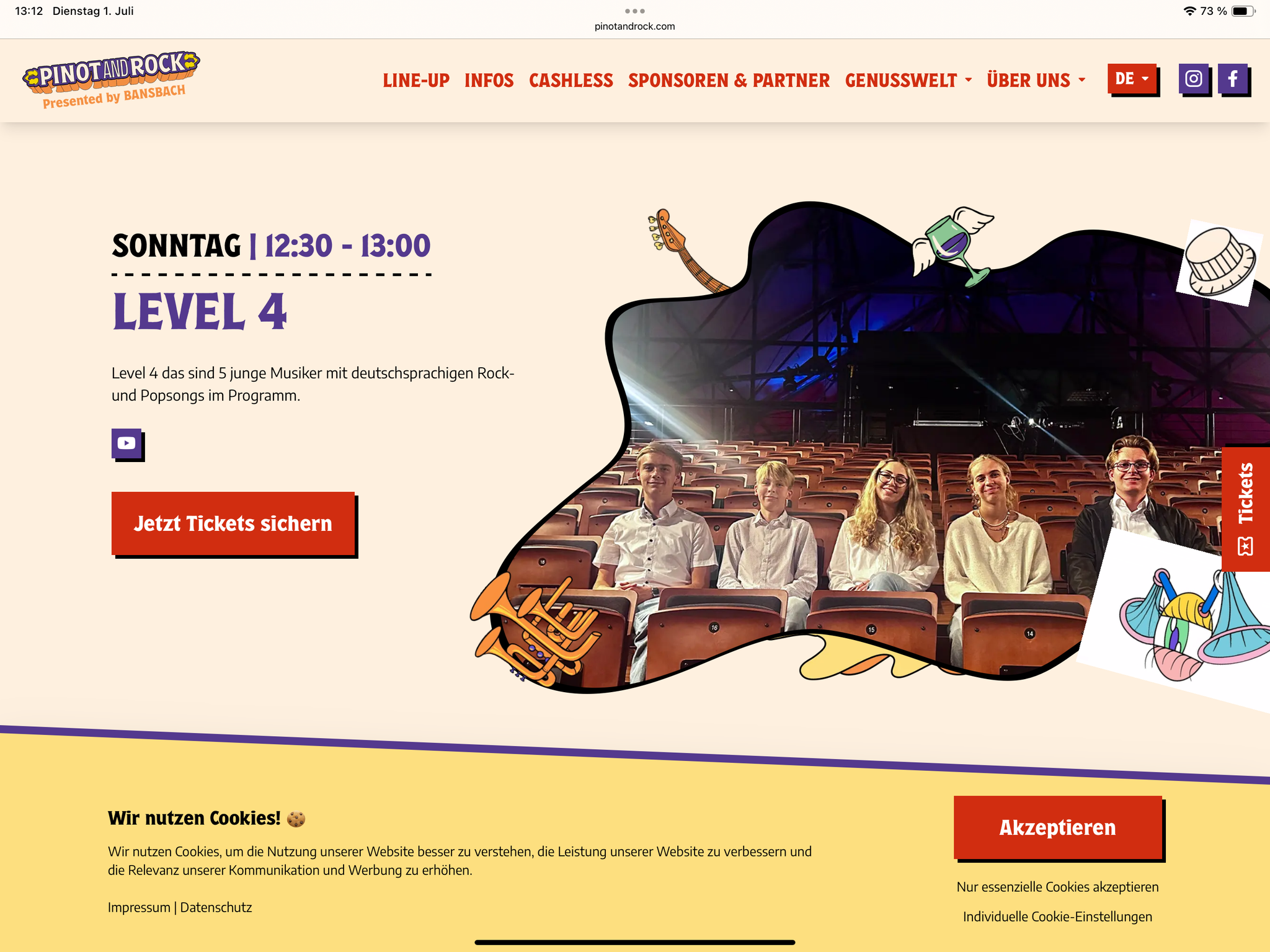 Werbung für den Auftritt beim Pinot-Festival