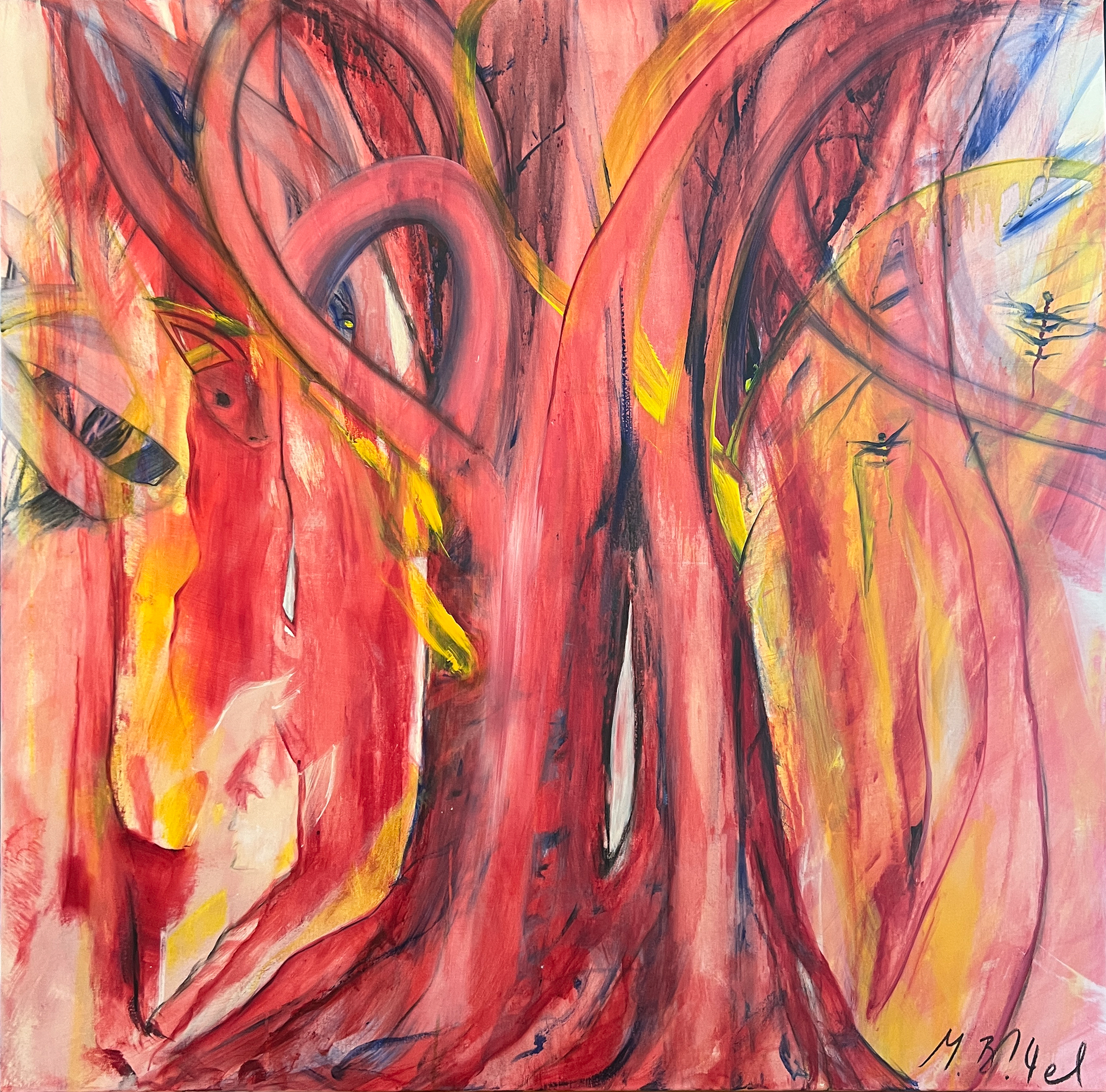 Mystischer Wald / 100x100cm / 2024 / Acryl-Leinwand 