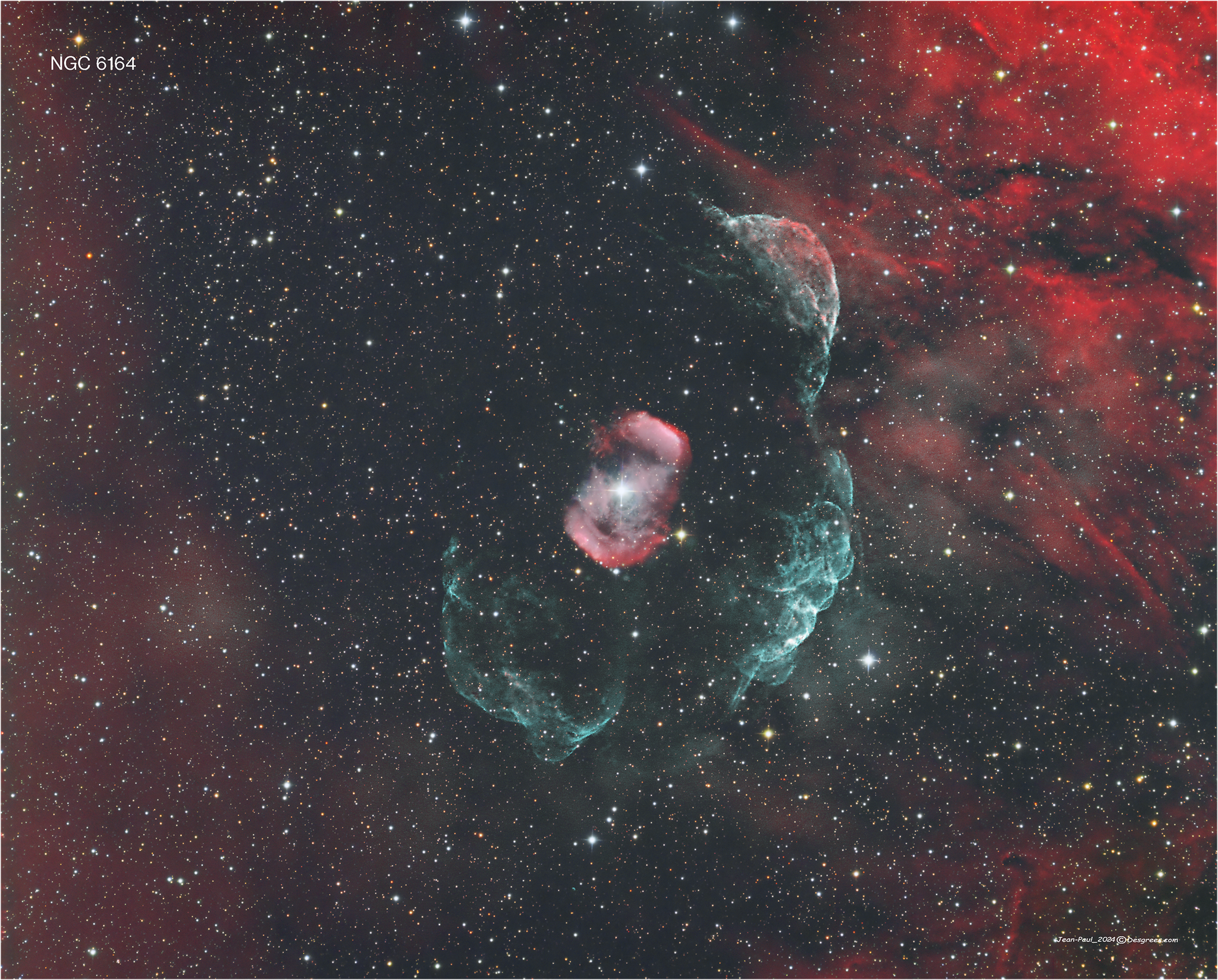 NGC 6164, 24h en HaO3 RVB, T355, Jean-Paul Desgrees