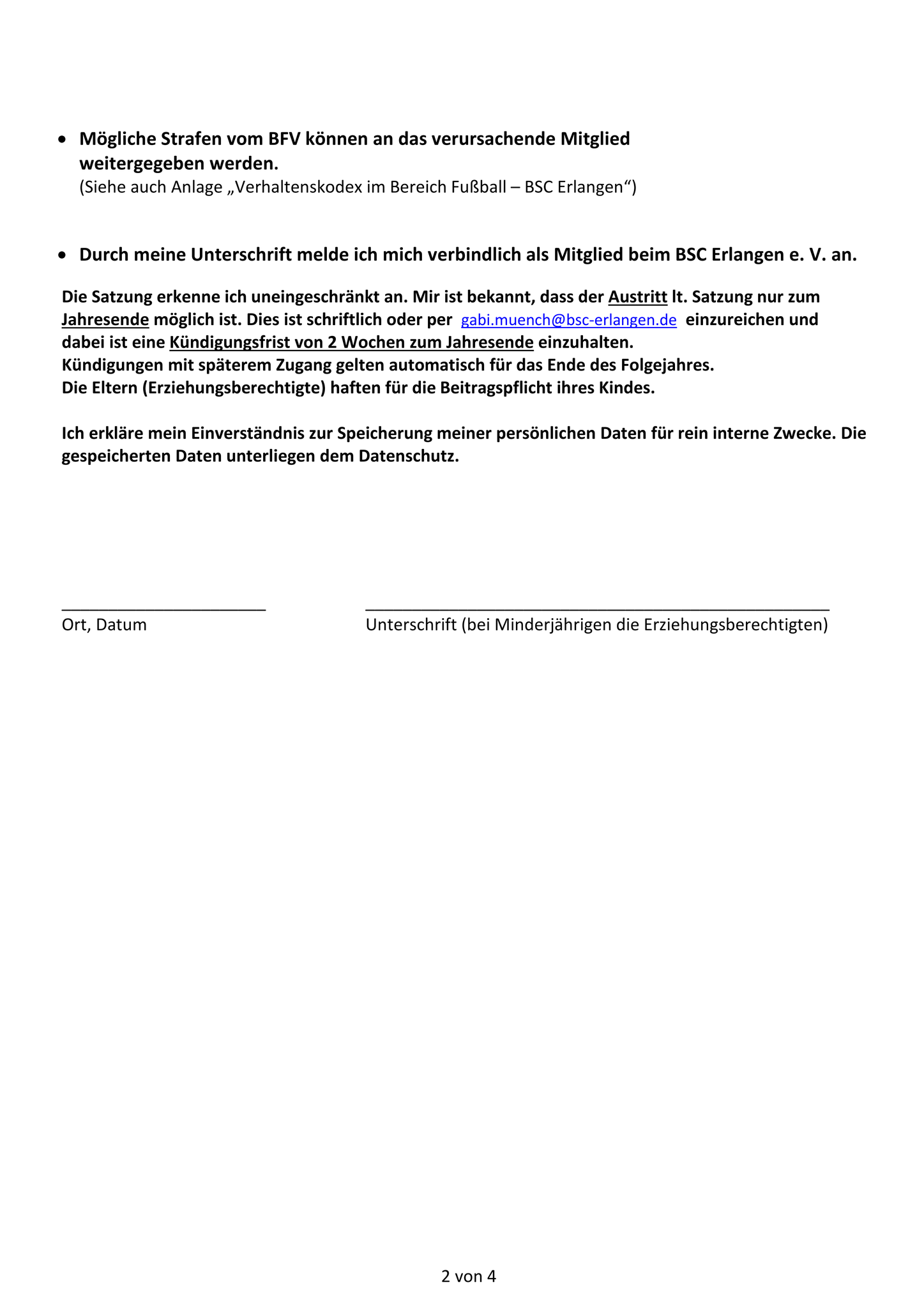 Aufnahmeantrag für Mitgliedschaft (2/4)