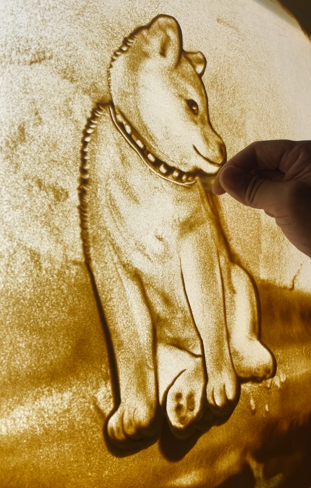 柴犬らしい色を顔や体にかけて完成！