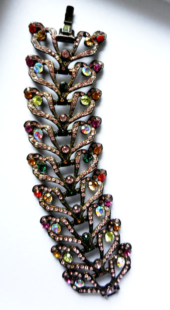 1970 AIROLDI  imponente bracciale multicolors cristalli su base antracite  -art.70 -  VENDUTO