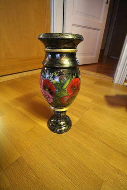  В7. wooden vase, hand-painted h 35 см
