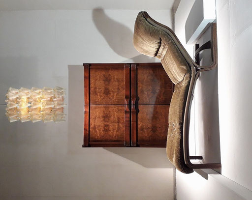 Franz Xaver Sproll Cabinet, Bern, Switzerland, 1950s / Esko Pajamies Chaise Longue for Asko Finland, 1970 / Carlo Scarpa Venini Pendant, 1950s. PN.Modern