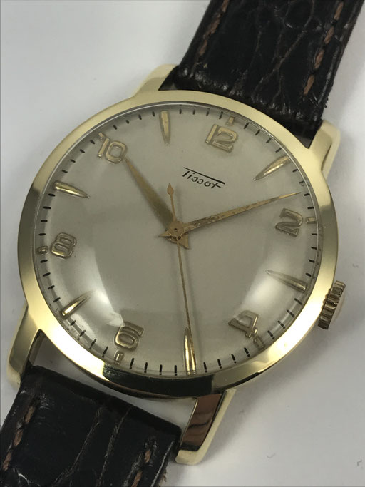 VINTAGE TISSOT DRESSWATCH AUS 1953 MIT PAPIEREN IN 585 GOLD CAL. 27-2T