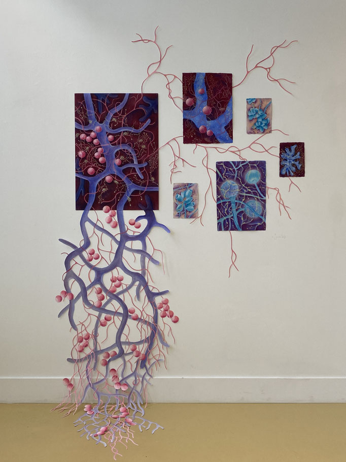 Inner Life installatie, 2024-25 | circa 245x139cm | Pastel, pastelpotlood op papier