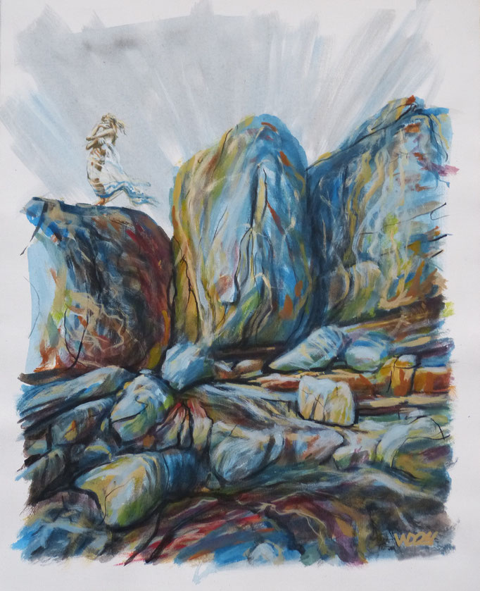 Meerjungfrau - 44 x 54 cm   Acrylfarbe auf Leinwand  130.00 €