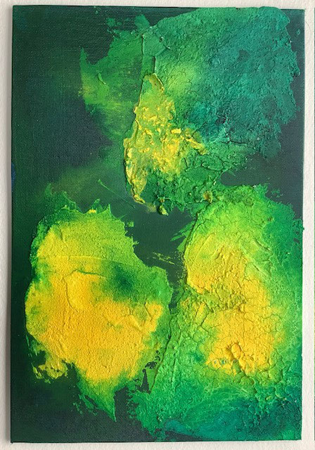YELLOW IN BLUE - Serie 2 - I: 20x30cm, Mischtechnik, 2023