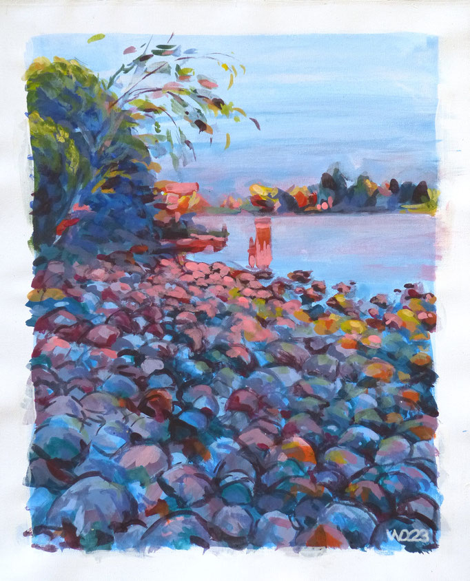 Am Rhein - 44 x 54 cm   Acrylfarbe auf Leinwand  70.00 €