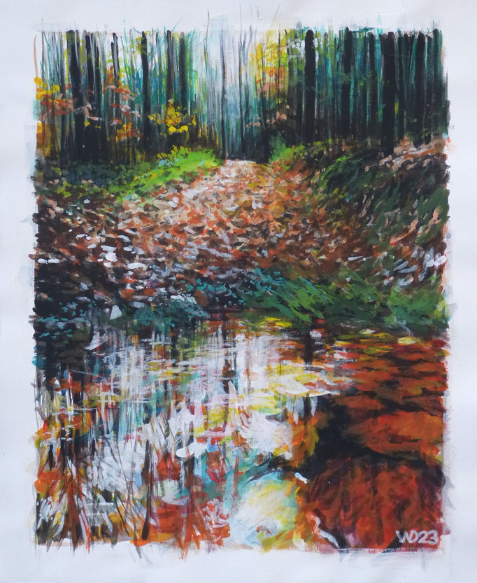 Waldweg - 44 x 54 cm   Acrylfarbe auf Leinwand  90.00 €