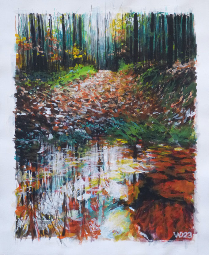 Waldweg - 44 x 54 cm   Acrylfarbe auf Leinwand  90.00 €
