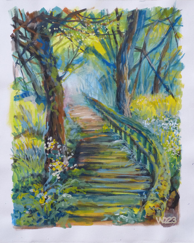 Holzsteg - 44 x 54 cm   Acrylfarbe auf Leinwand  80.00 €