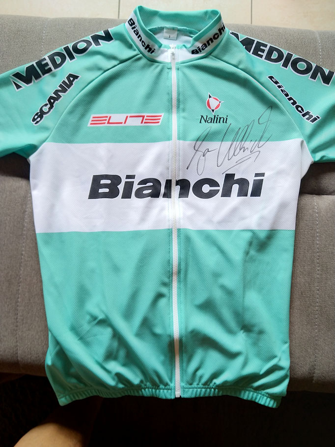 Trikot mit Unterschrift Jan Ullrich vom Team Bianchi