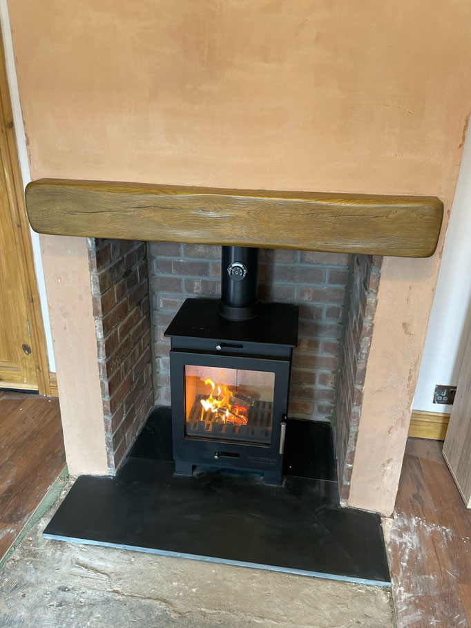 Furness Grey Brown Fireplace Chamber with Brick Edge feature