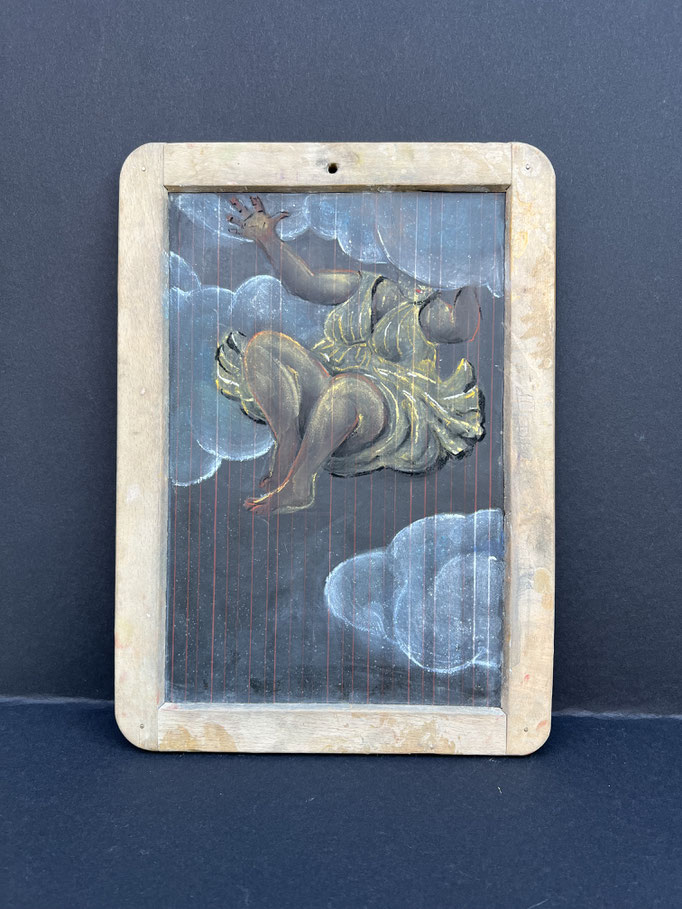 aus allen wolken fallen _ kreide auf tafeln