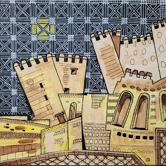FORT uit de serie Alhambra - acrylverf op schilderspaneel - 25 X 25 - verkoopprijs € 50