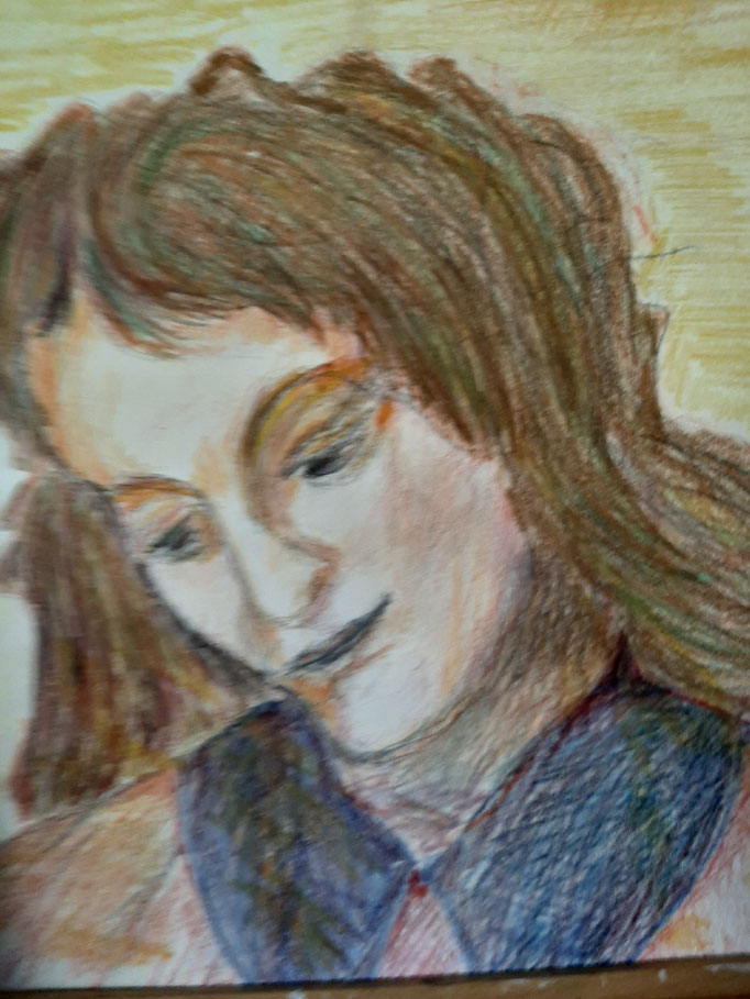 Bild 27, Frauenkopf, A4, Zeichnung
