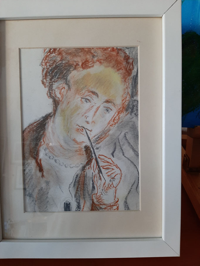 Bild 35, nach Watteau, A4, Zeichnung coloriert