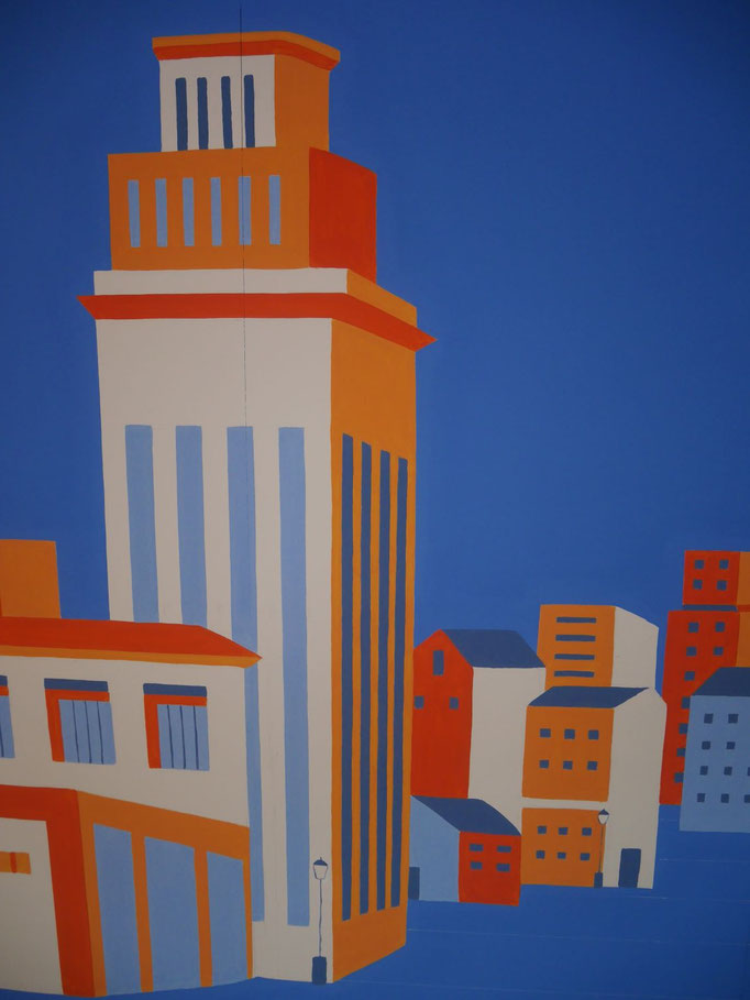 fresque (tour Miko) pour E.Leclerc de Saint-Dizier, par l'artiste peintre Coron Thibaud