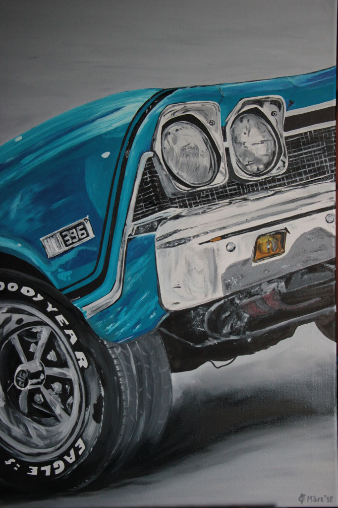 "Oldtimer Chevy" Ölfarbe auf 40x60 cm Keilrahmen