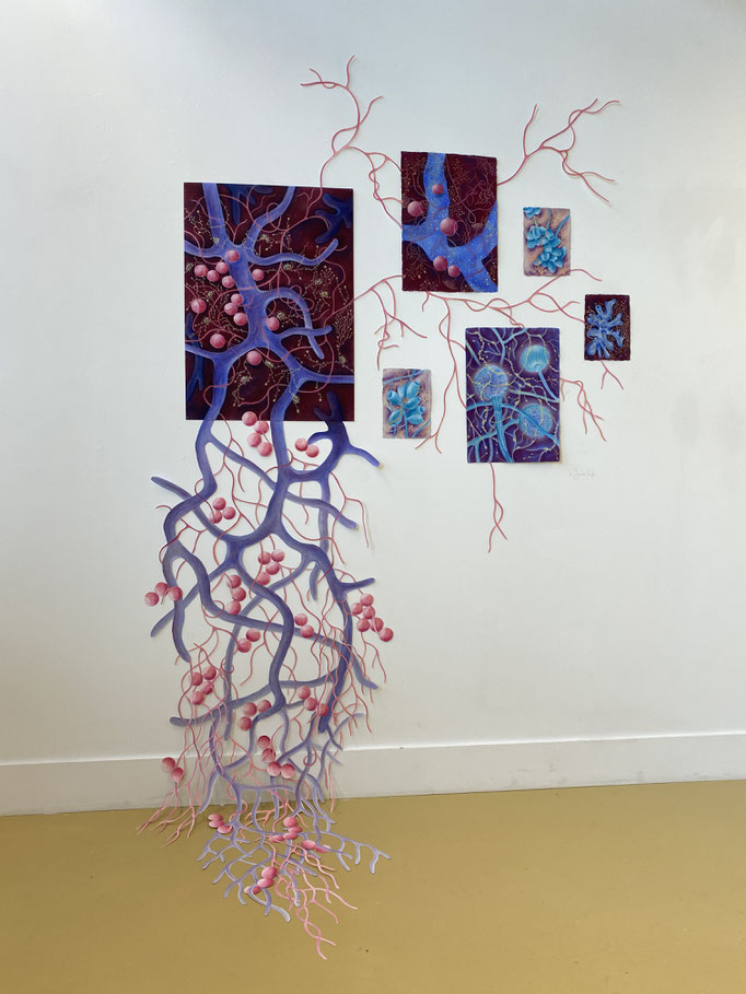 Inner Life installatie, 2024 | circa 245x139cm | Pastel, pastelpotlood op papier