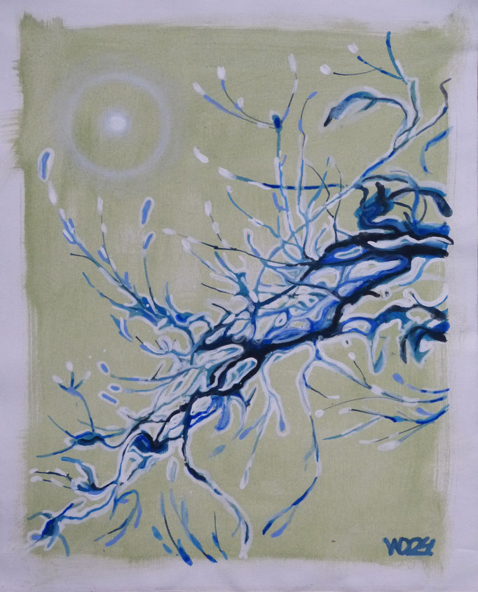 Wintersonne - 44 x 54 cm   Acrylfarbe auf Leinwand  90.00 €
