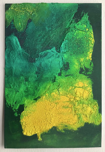 YELLOW IN BLUE - Serie 2 - III: 20x30cm, Mischtechnik, 2023 - VERKAUFT